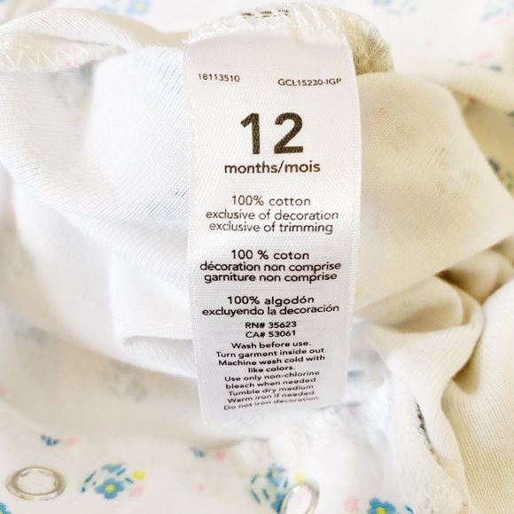 Carter’s 12M Short Sleeve Floral Print Romper - Picture 7 of 7